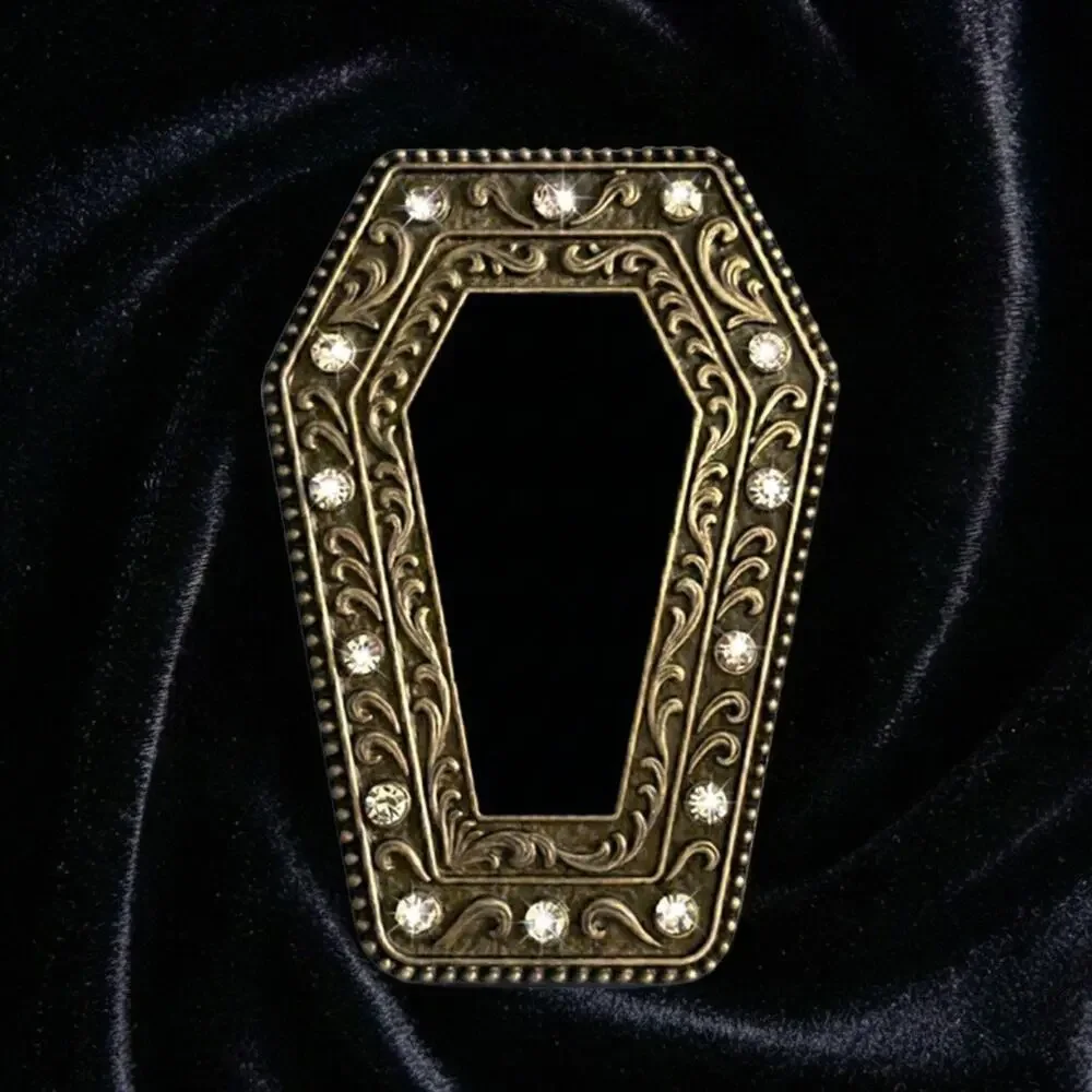 Black coffin with rhinestone details